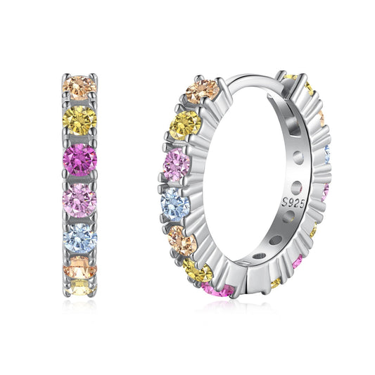 [Glimmer Jewelry]輝くカラフルなラウンドカットピアス