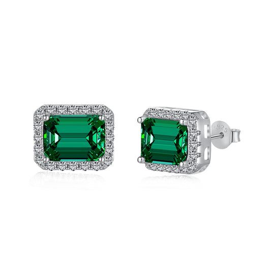 [Glimmer Jewelry]豪華な極小エメラルドカットバンケットイヤリング