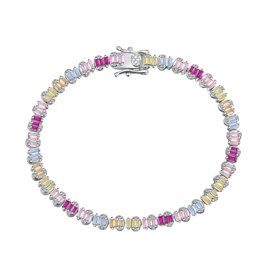 [Glimmer Jewelry]繊細なエメラルドカットカラフルパーティーブレスレット