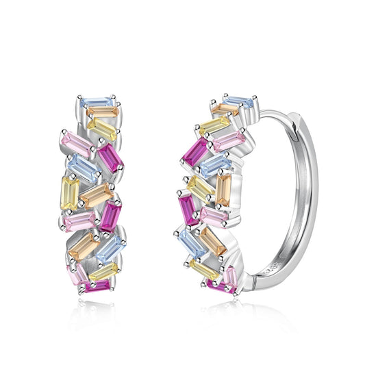 [Glimmer Jewelry]輝くカラフルなエメラルドカットデイリーイヤリング