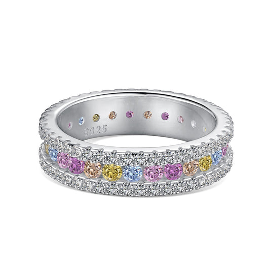 [Glimmer Jewelry]Delicate Colorful Round Cut Daily Ring