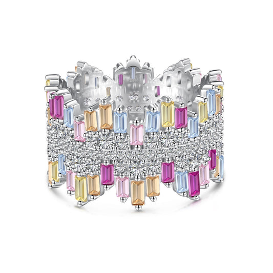 [Glimmer Jewelry]Luxurious Colorful Radiant Cut Daily Ring