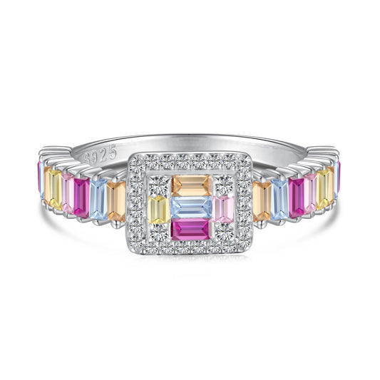 [Glimmer Jewelry]Exquisite Colorful Radiant Cut Party Ring