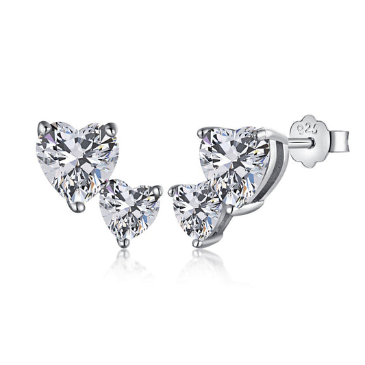 [Glimmer Jewelry]Double Heart-Shape Classic Princess Style Earrings