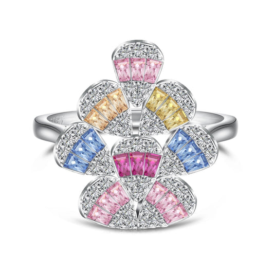 [Glimmer Jewelry]Sparkling Colorful Water Drop Shape Daily Ring