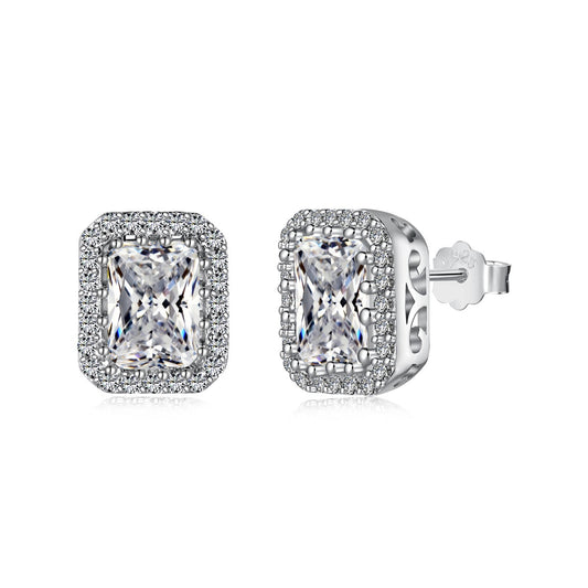 [Glimmer Jewelry]1.0カラット 上品なエメラルドカット 日常使いピアス