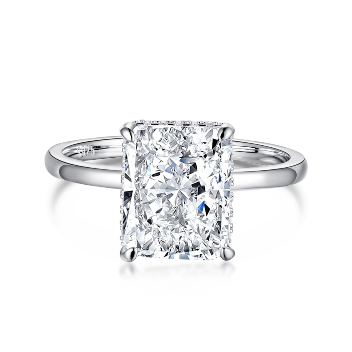 [Glimmer Jewelry]4.0カラット 華麗なる魅惑的なラディアントカット バンケットリング