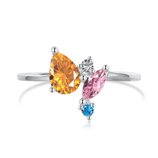 [Glimmer Jewelry]Radiant Colorful Multi Cut Daily Ring