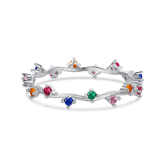 [Glimmer Jewelry]Radiant Colorful Round Cut Daily Ring