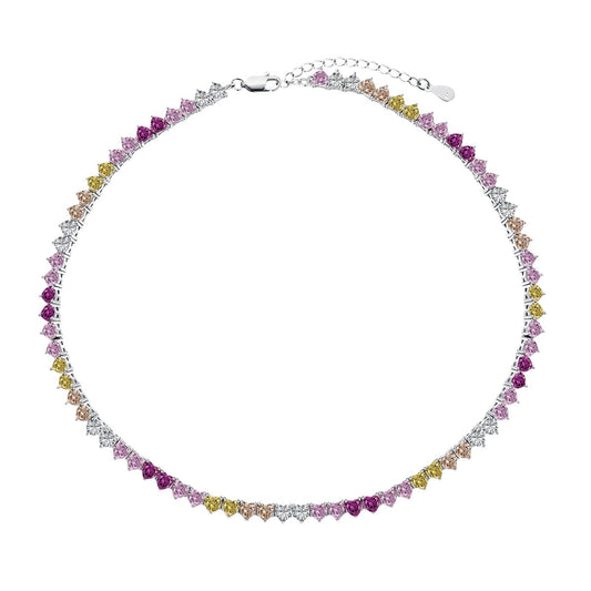 [Glimmer Jewelry]輝くカラフルなフルハートテニスネックレス