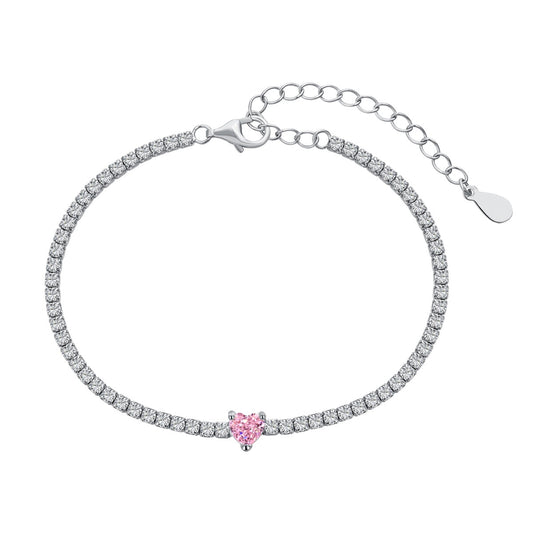 [Glimmer Jewelry]0.5カラット エレガント ロマンチック ハート型 ラバーブレスレット