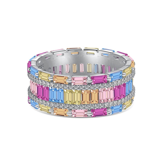 [Glimmer Jewelry]Dazzling Colorful Radiant Cut Party Ring