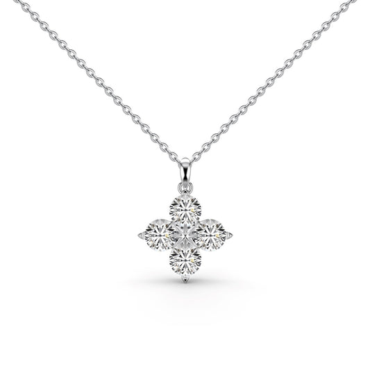 [Glimmer Jewelry]Four-Leaf Clover And Eight-Pointed Star Necklace
