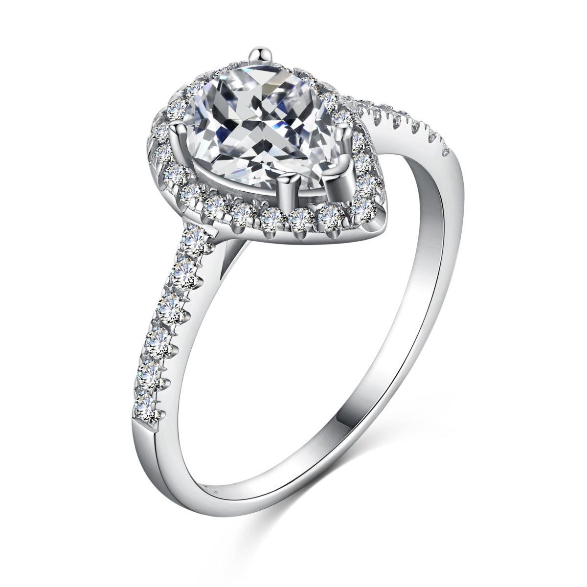[Glimmer Jewelry]1.0カラット 豪華絢爛なウォータードロップ型ウェディングリング