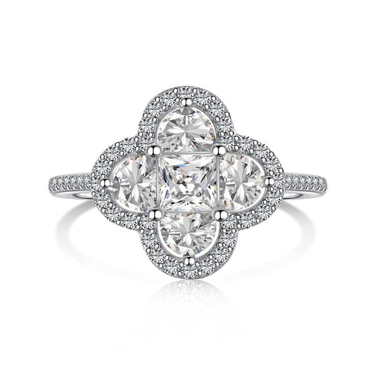 [Glimmer Jewelry]Luxurious Eternity Flower Shape Banquet Ring