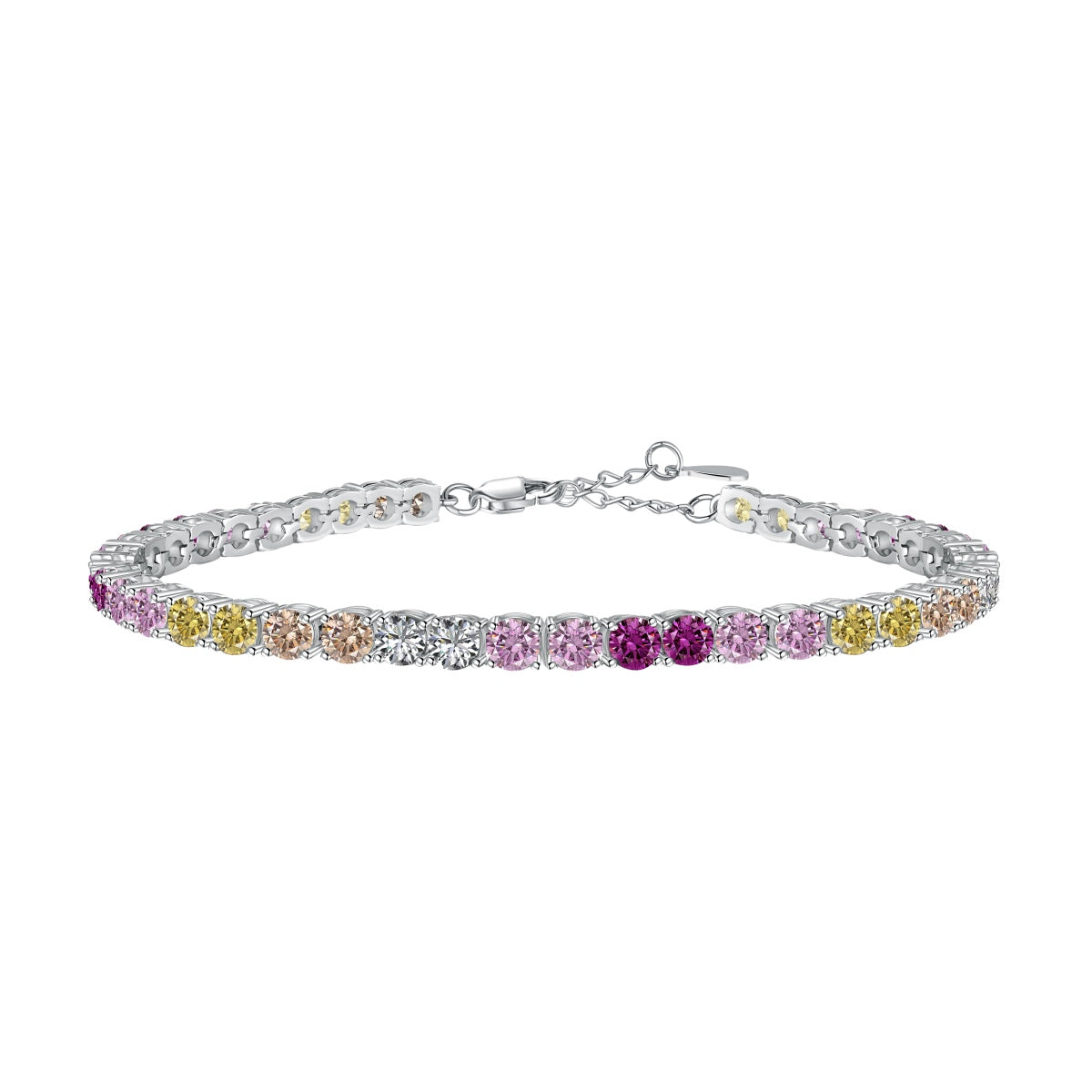 [Glimmer Jewelry]Radiant Colorful Round Cut Tennis Bracelet
