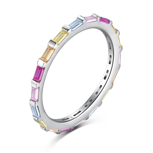 [Glimmer Jewelry]エメラルドカット マルチカラーストーン デイリーリング