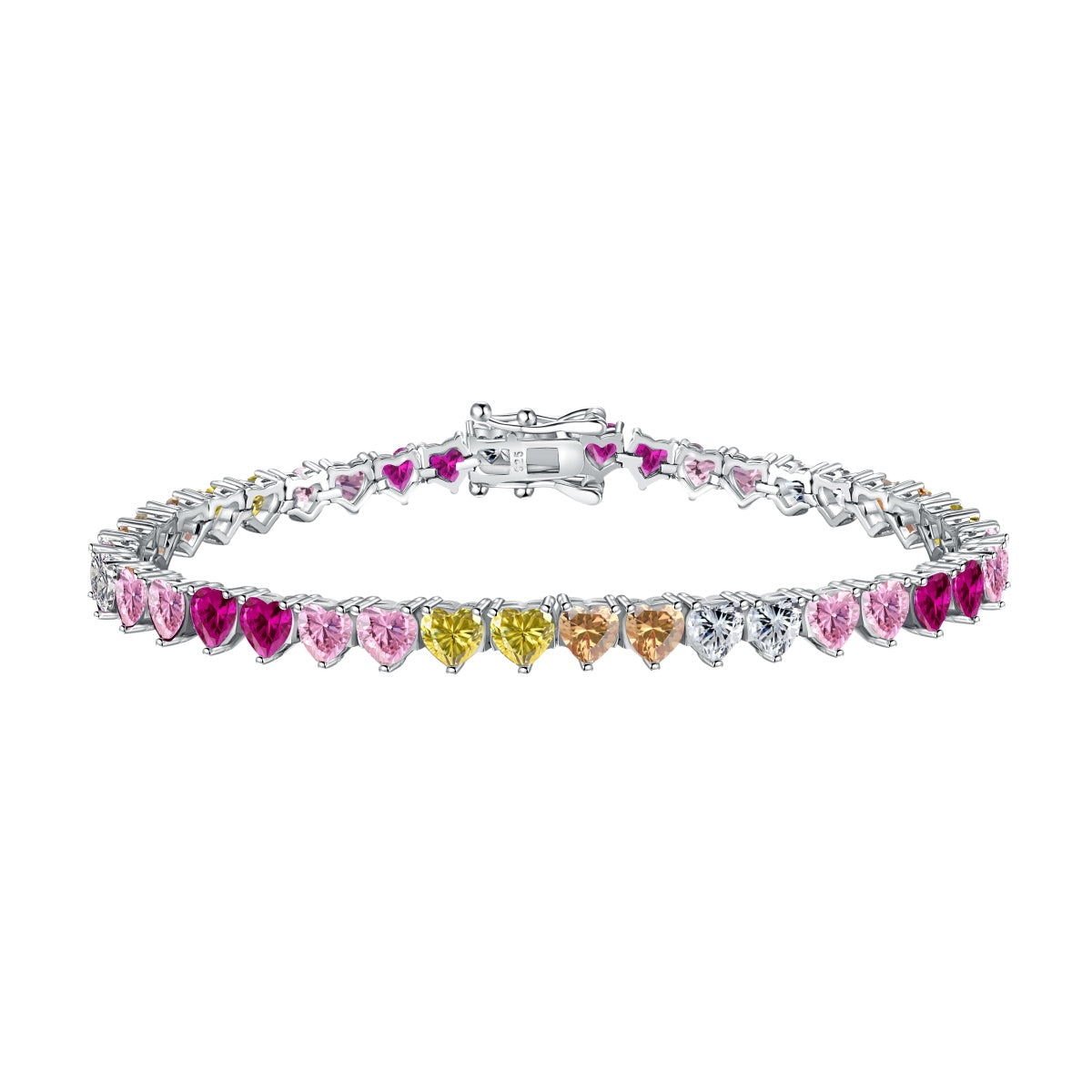 [Glimmer Jewelry]Luxurious Colorful Romantic Heart Shape Lover Bracelet