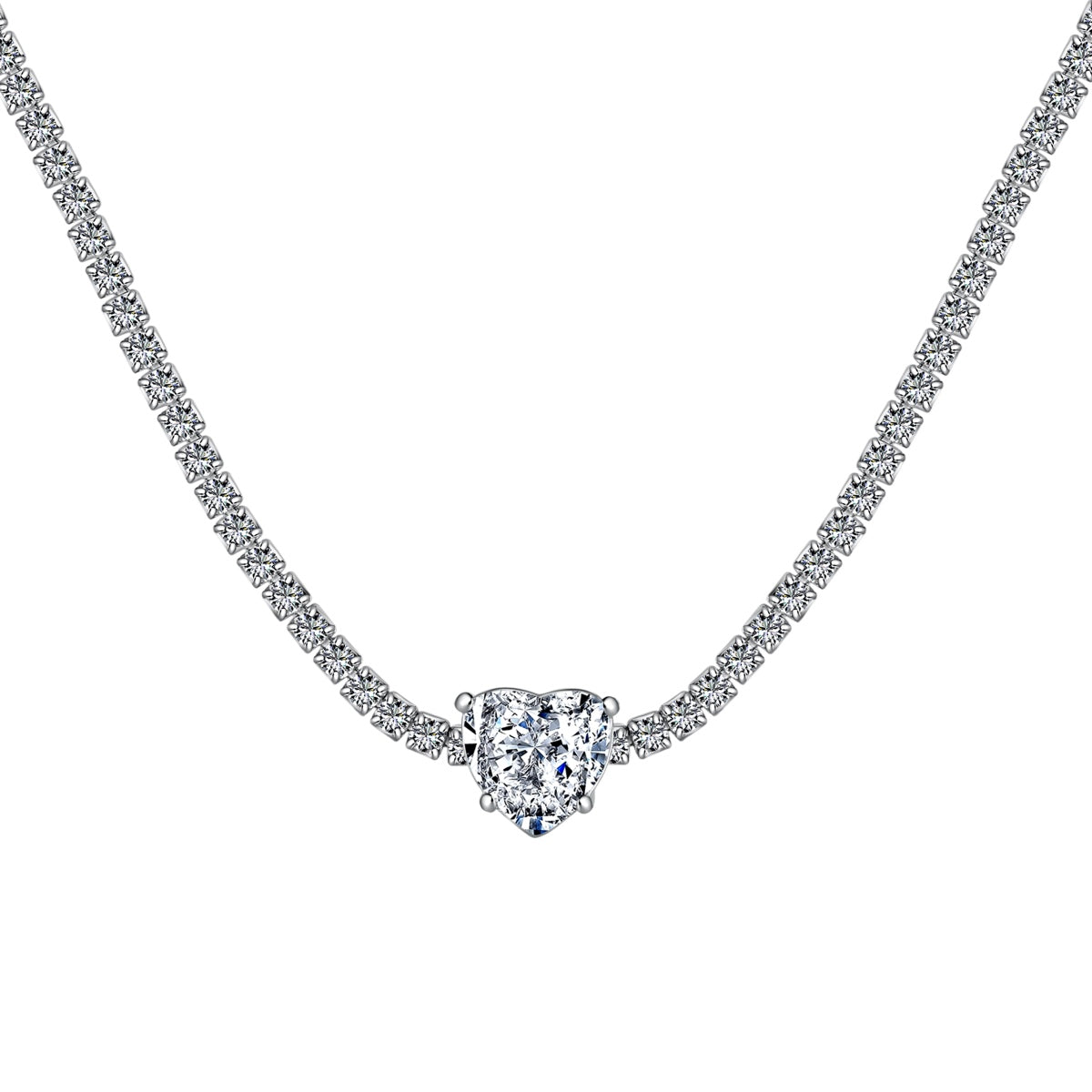 [Glimmer Jewelry]2.0カラット スパークリングテニス ハートカットネックレス