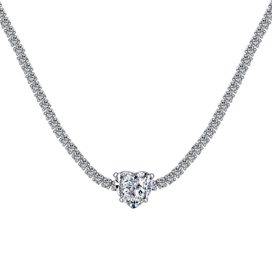 [Glimmer Jewelry]2.0カラット スパークリングテニス ハートカットネックレス