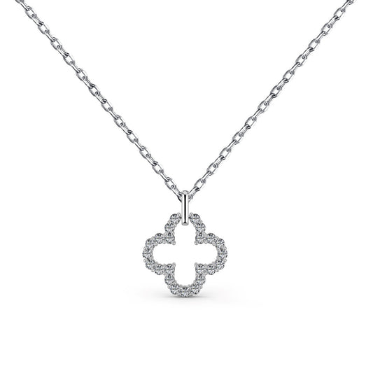[Glimmer Jewelry]Four-Leaf Clover Hollow Design Exquisite Necklace