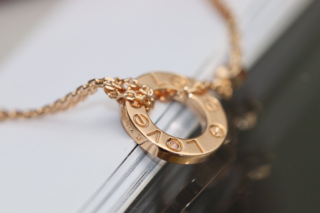 [Glimmer]LOVE NECKLACE ADJUSTABLE Glimmer GOLD 2 DIAMOND