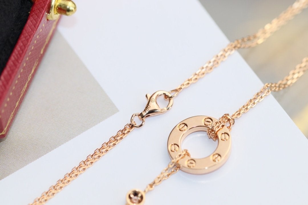 [Glimmer]LOVE NECKLACE ADJUSTABLE Glimmer GOLD 2 DIAMOND