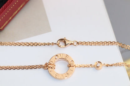 [Glimmer]LOVE NECKLACE ADJUSTABLE Glimmer GOLD 2 DIAMOND