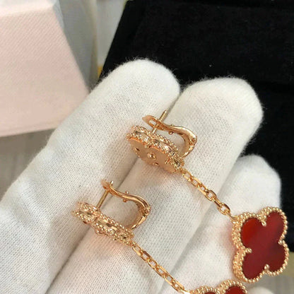 [Glimmer]CLOVER 2 MOTIF  LASER CARNELIAN EARRINGS