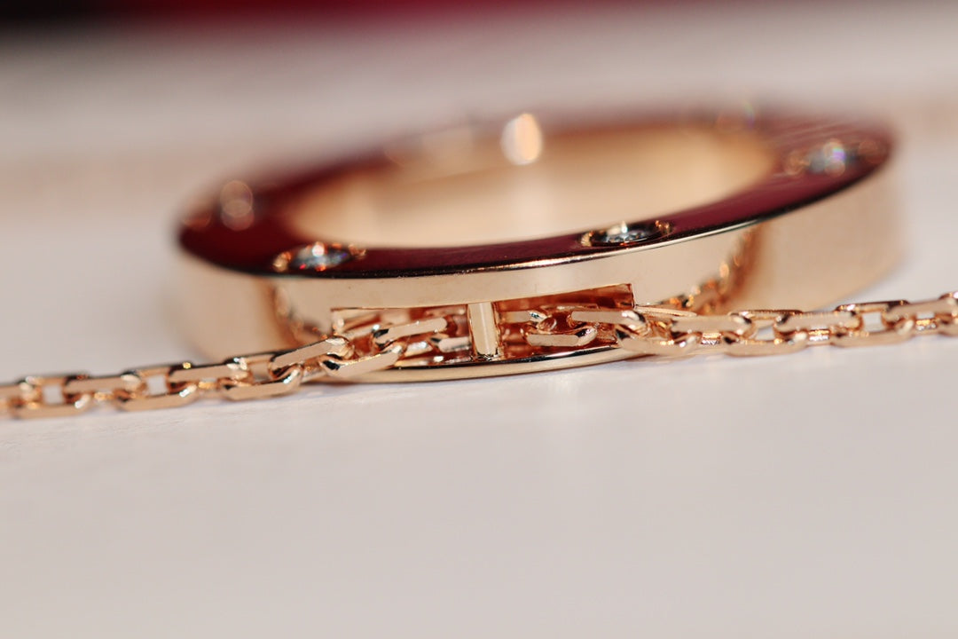 [Glimmer]LOVE ネックレス 16MM 6 ダイヤモンド ピンクゴールド
