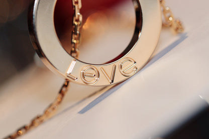 [Glimmer]LOVE ネックレス 16MM 6 ダイヤモンド ピンクゴールド