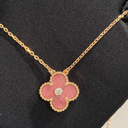 [Glimmer]CLOVER 15MM ダイヤモンド ロードナイト ネックレス