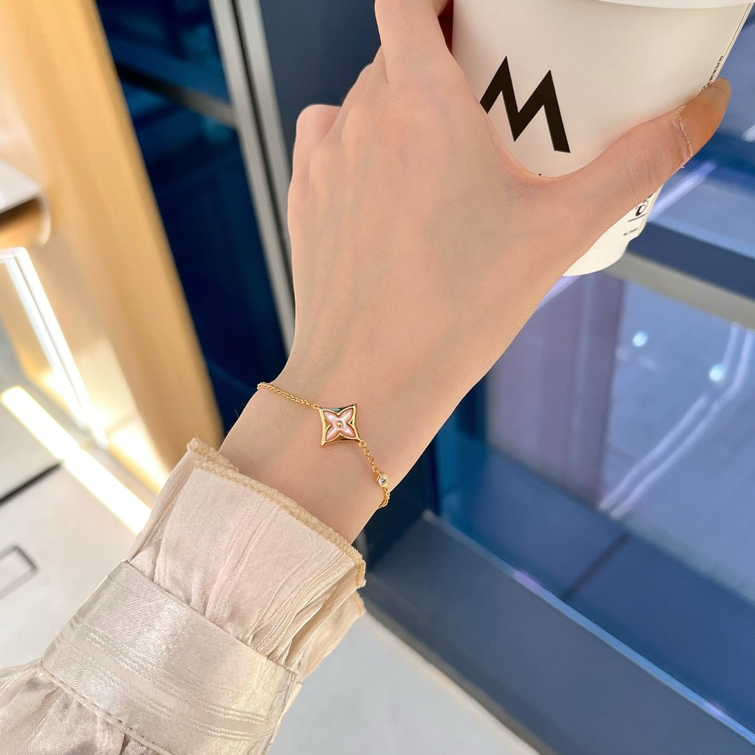 [グリマー]スター1Pダイヤピンクゴールドブレスレット