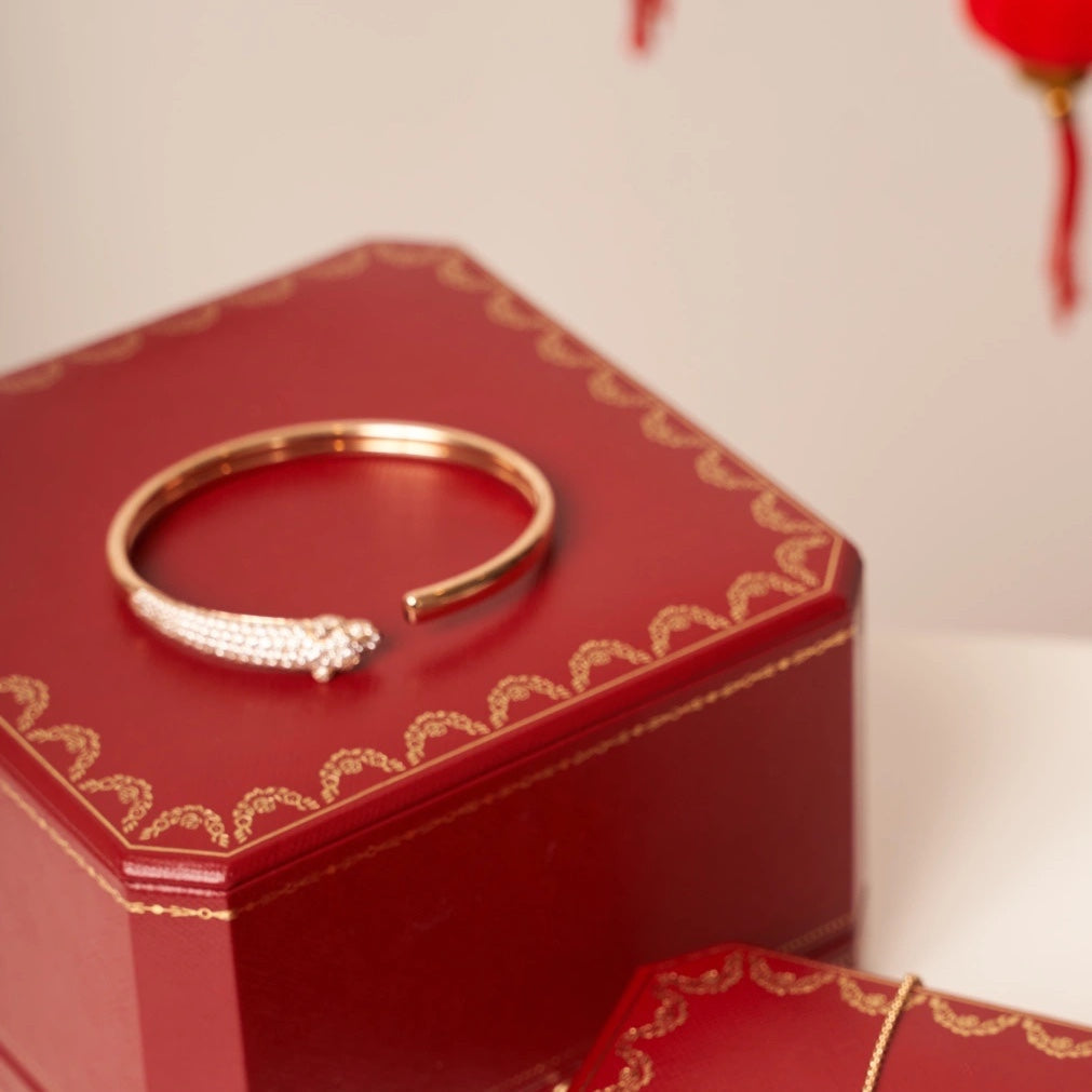[Glimmer]PANTHERE Glimmer GOLD DIAMOND OPEN BRACELET