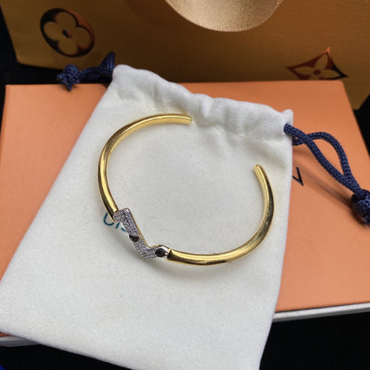 [Glimmer]VOLTE UPSITE DOWN DIAMOND GOLD OPEN BRACELET
