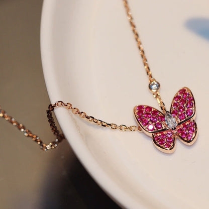 [Glimmer]BUTTERFLY RED DIAMOND Glimmer ゴールドネックレス