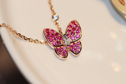 [Glimmer]BUTTERFLY RED DIAMOND Glimmer ゴールドネックレス