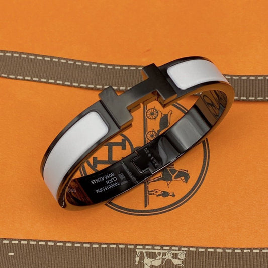 [Glimmer]H ブレスレット 12MM ブラック ホワイト セラミック