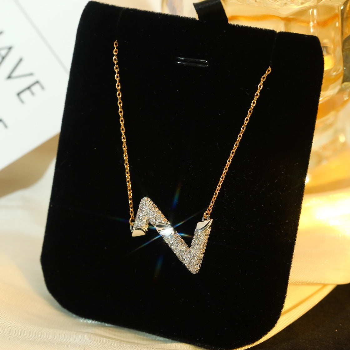 [Glimmer]VOLT SILVER DIAMOND PEDANT NECKLACE