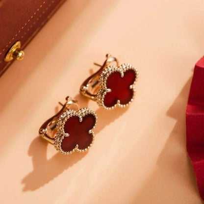 [Glimmer]CLOVER MEDIUM 1 MOTIFS CARNELIAN EARRINGS