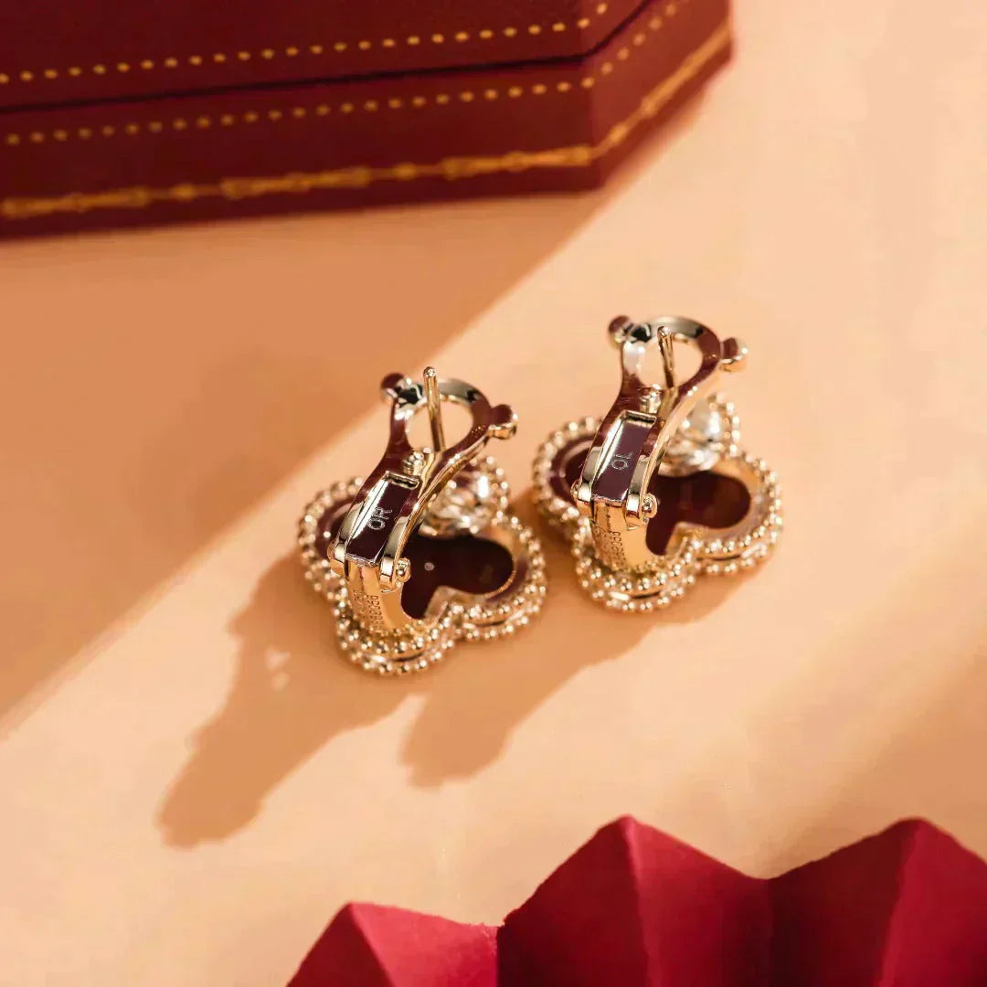 [Glimmer]CLOVER MEDIUM 1 MOTIFS CARNELIAN EARRINGS