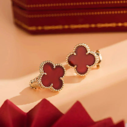 [Glimmer]CLOVER MEDIUM 1 MOTIFS CARNELIAN EARRINGS