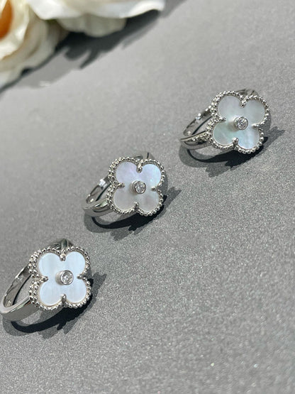 [Glimmer]クローバー シルバー モップ ダイヤモンド リング