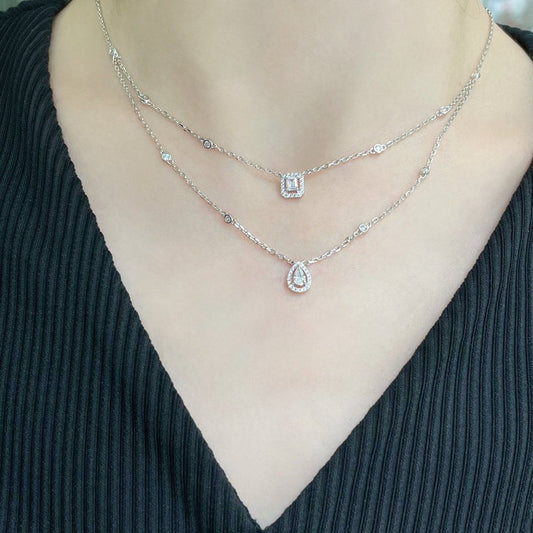 [Glimmer]MY TWIN 2 ROW DIAMOND NECKLACE