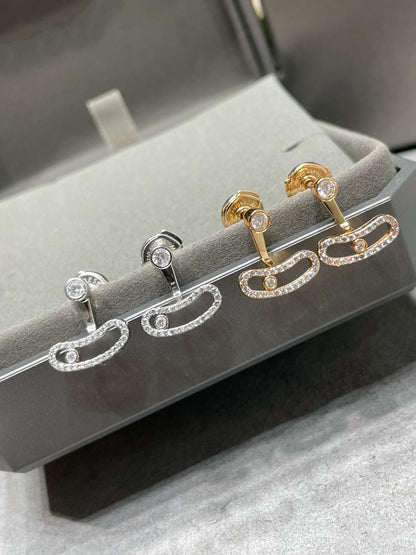 [Glimmer]MOVE UNO PINK GOLD DIAMOND EARRINGS