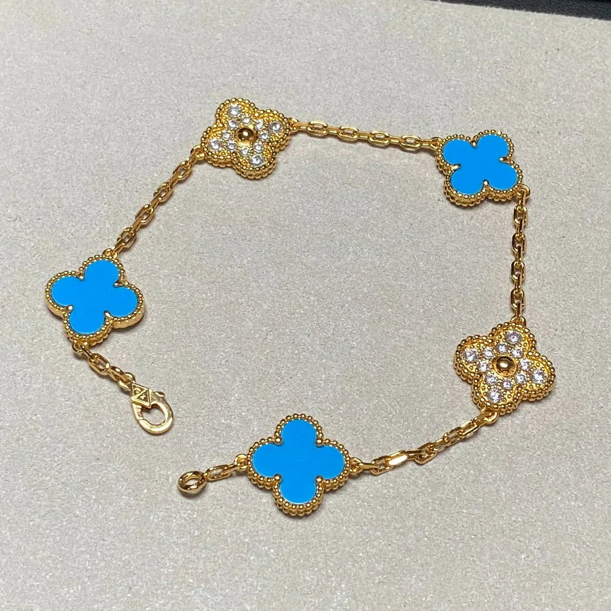 [Glimmer] CLOVER 5 モチーフ ブルーアゲート ブレスレット コレクション