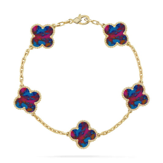 [Glimmer]CLOVER 5 MOTIF COLOR GEMSTONES BRACELET COLLECTION