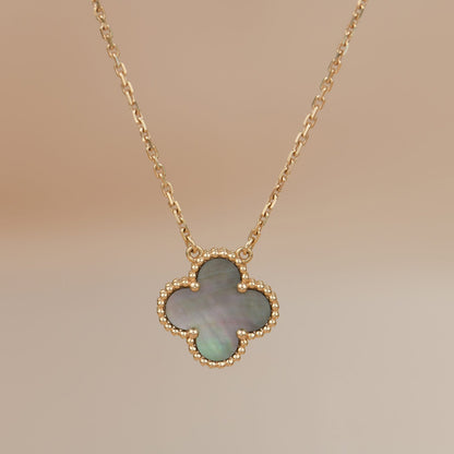 [Glimmer] CLOVER 15MM グレー マザーオブパール ネックレス