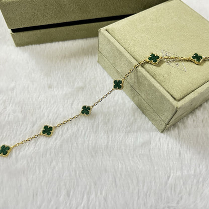 [Glimmer]CLOVER 6 MOTIF MALACHITE BRACELET-w