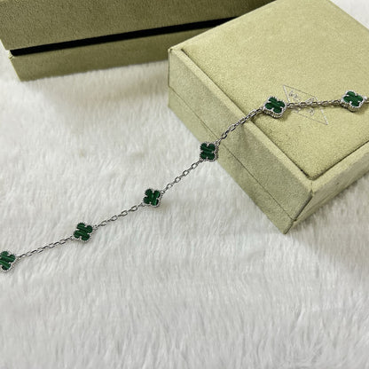 [Glimmer]CLOVER 6 MOTIF MALACHITE BRACELET-w